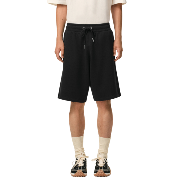 Short AMI Paris molleton léger coton noir broderie cœur blanc