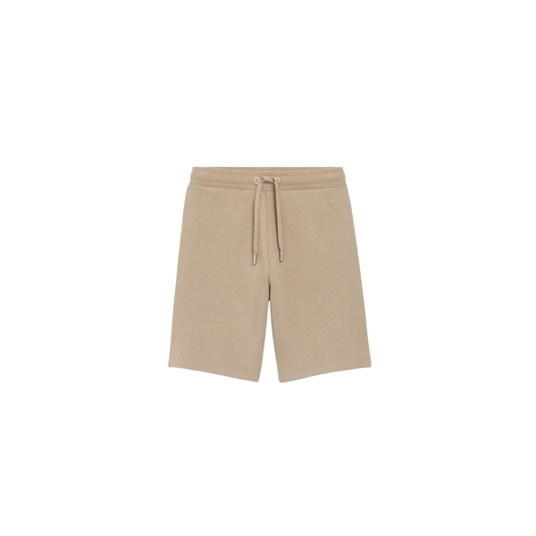 Short AMI Paris molleton coton beige cœur embossé