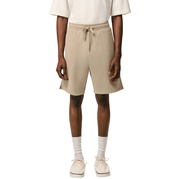 Short AMI Paris molleton coton beige cœur embossé