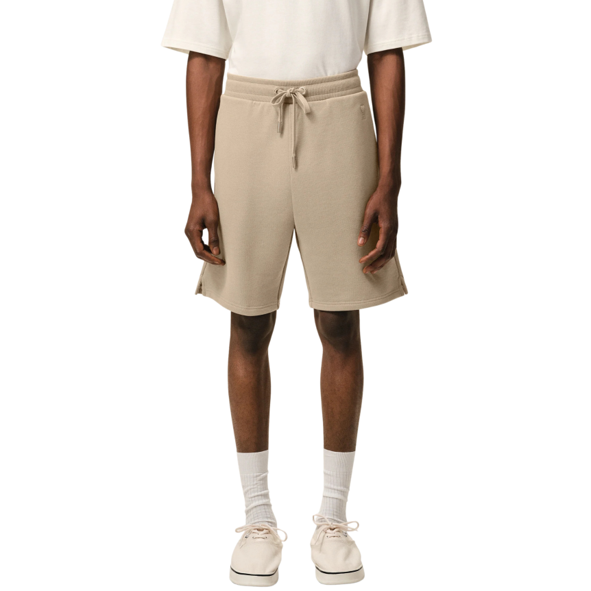 Short AMI Paris molleton coton beige cœur embossé