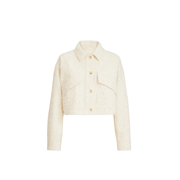 Blouson court BRUNELLO CUCINELLI coton denim Fuzzy écru Monile