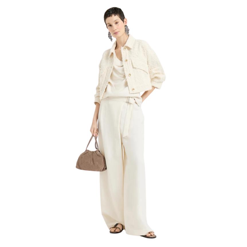 Blouson court BRUNELLO CUCINELLI coton denim Fuzzy écru Monile