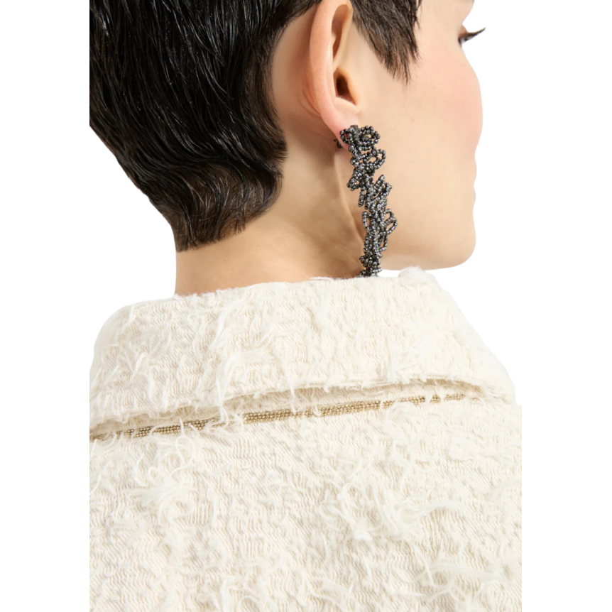 Blouson court BRUNELLO CUCINELLI coton denim Fuzzy écru Monile