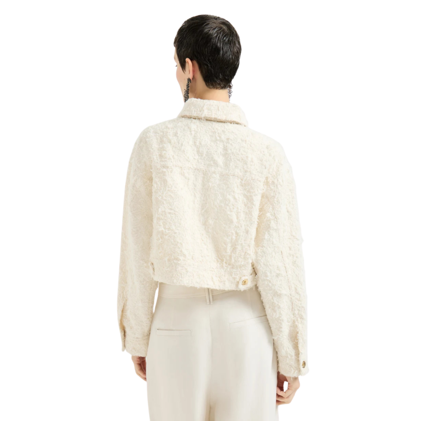 Blouson court BRUNELLO CUCINELLI coton denim Fuzzy écru Monile