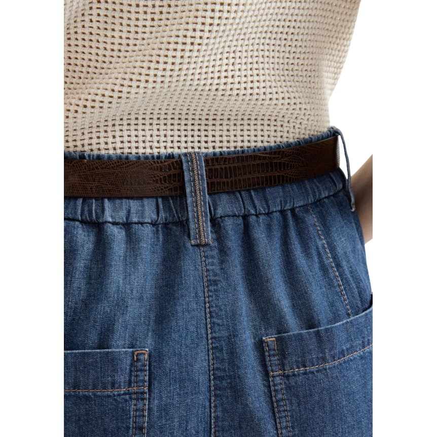 Pantalon jean BRUNELLO CUCINELLI taille élastique denim coton léger bleu multi poches