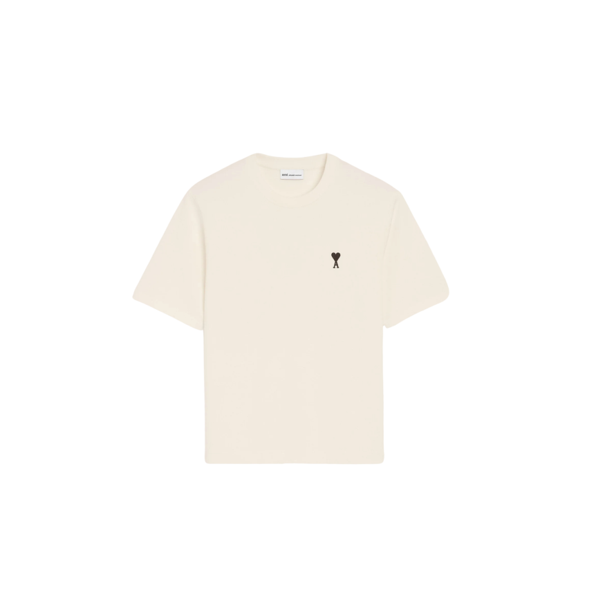 T-shirt manche courte AMI Paris  jersey coton épais écru imprimé Place Victoire dos