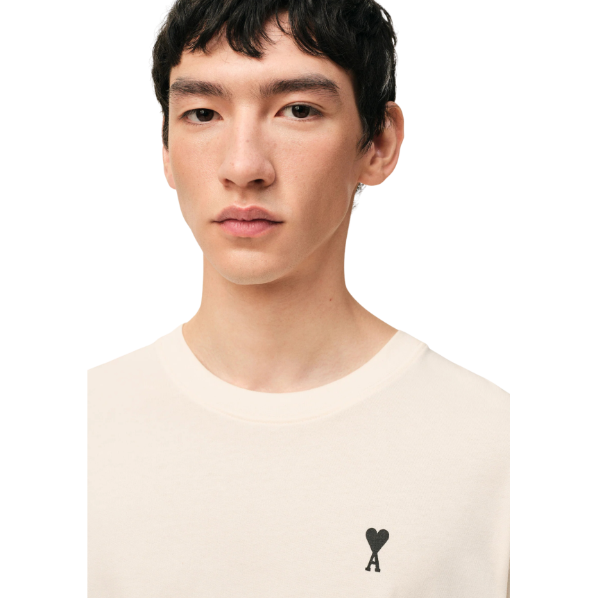 T-shirt manche courte AMI Paris  jersey coton épais écru imprimé Place Victoire dos