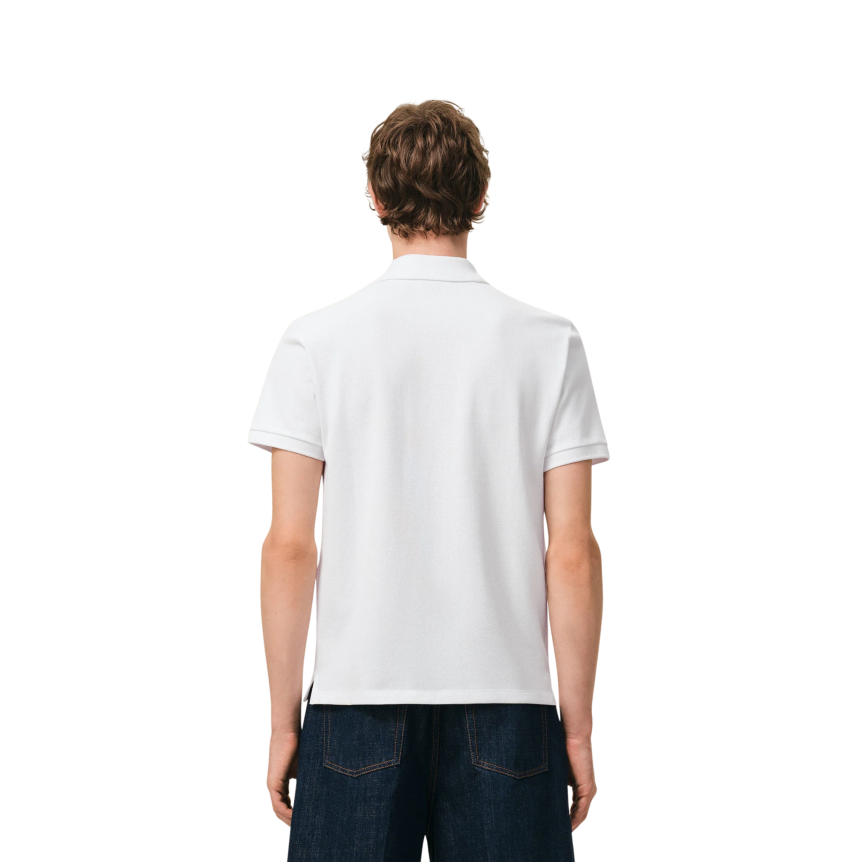 Polo manche courte AMI Paris piqué de coton blanc broderie cœur noir