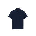 Polo manche courte piqué de coton bleu marine broderie cœur rouge