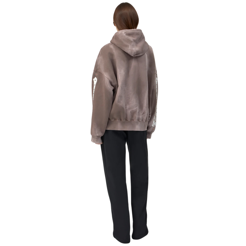 Veste zippée à capuche AMIRI Hoodie polaire marron strass Os manches