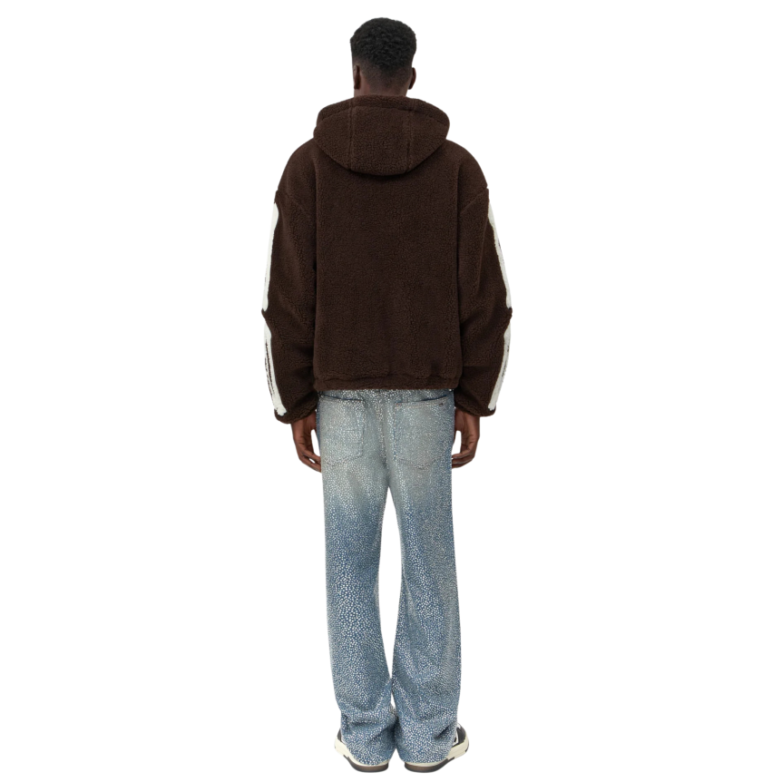 Sweat à capuche zippé AMIRI Bone Fleece polaire marron os manches