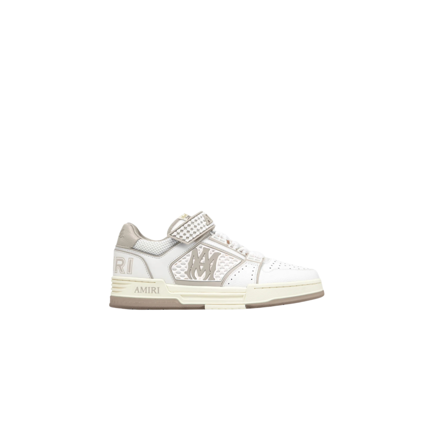 Basket basse AMIRI Skyline cuir bicolore beige blanc scratch