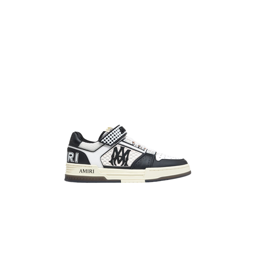 Basket basse AMIRI Skyline cuir bicolore noir blanc scratch