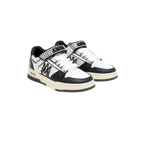 Basket basse AMIRI Skyline cuir bicolore noir blanc scratch