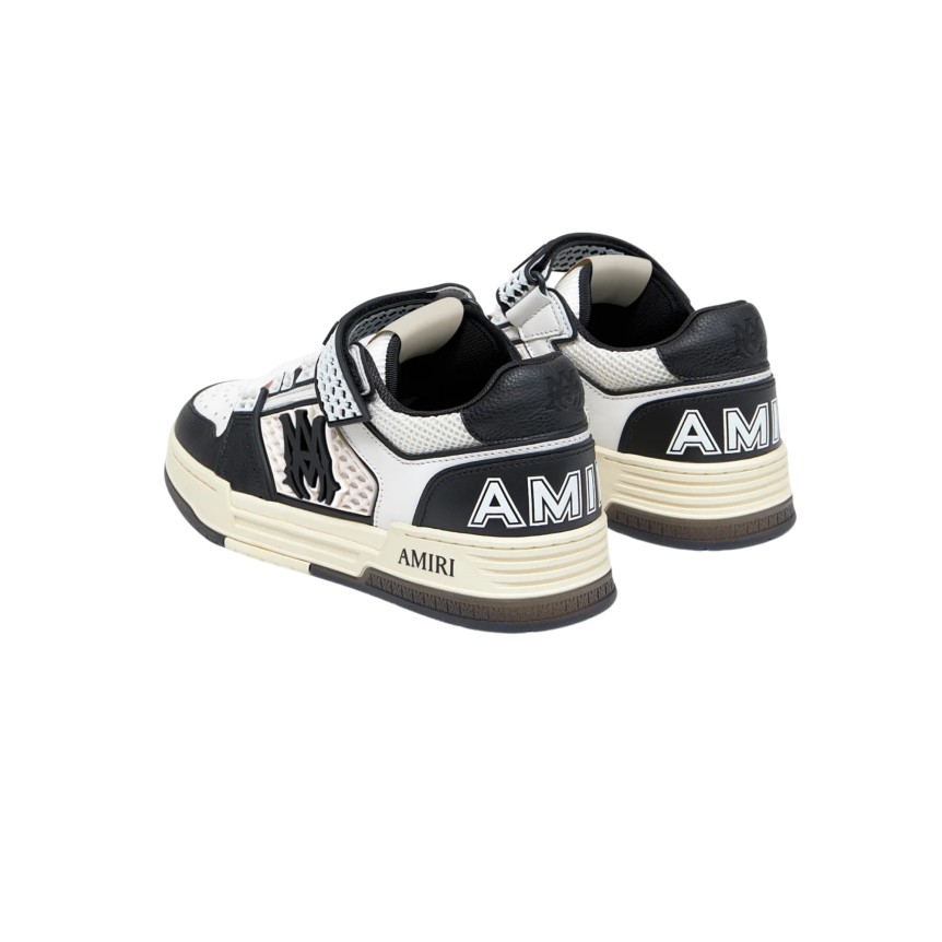 Basket basse AMIRI Skyline cuir bicolore noir blanc scratch