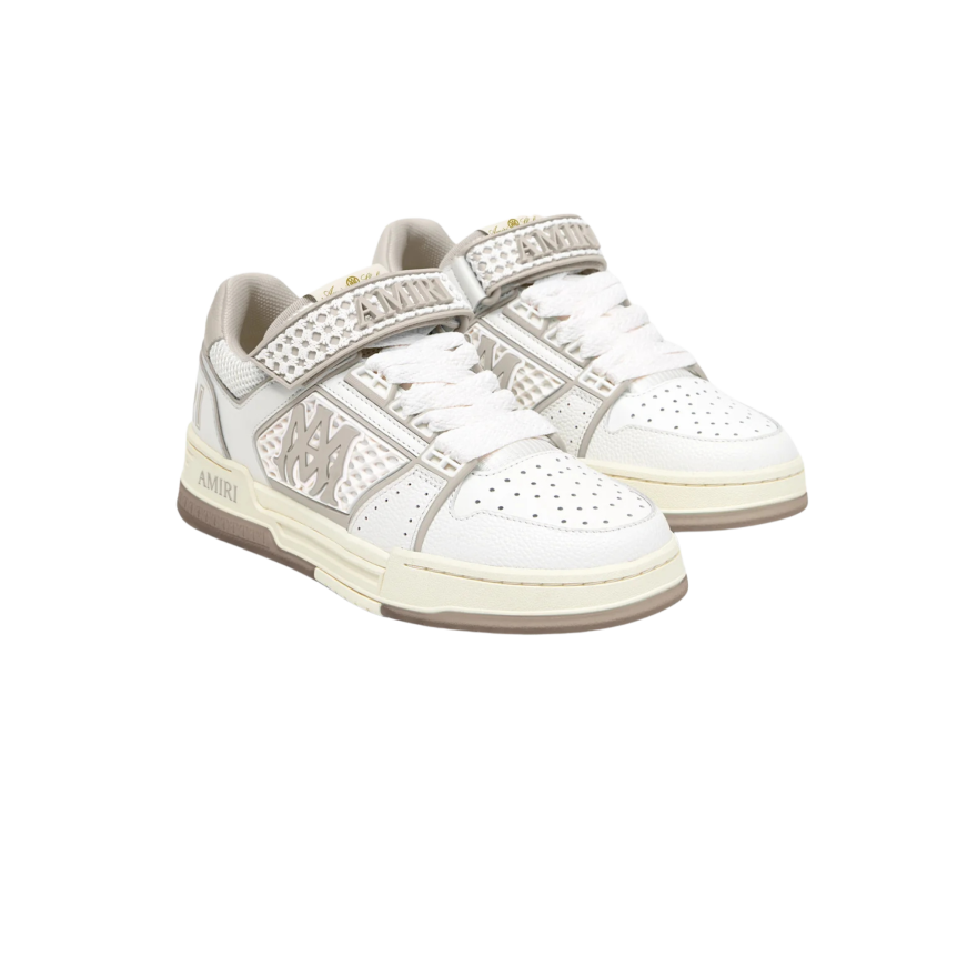 Basket basse AMIRI Skyline cuir bicolore beige blanc scratch