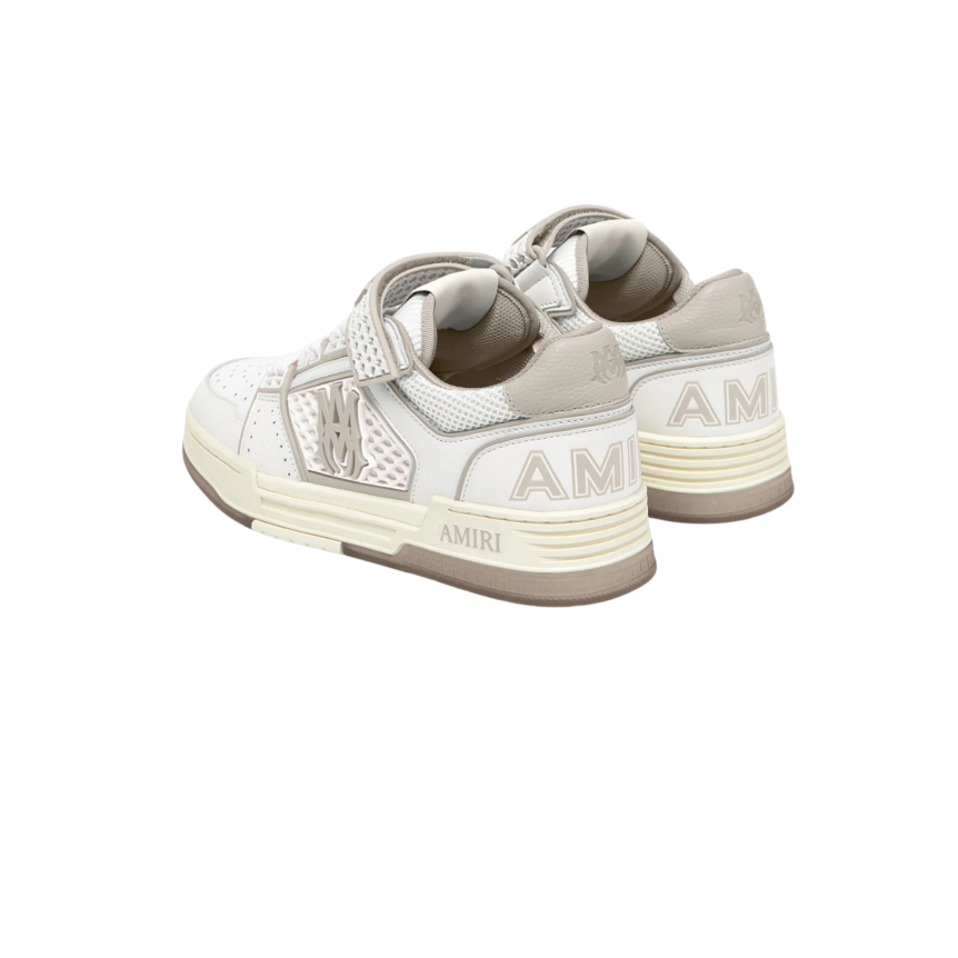 Basket basse AMIRI Skyline cuir bicolore beige blanc scratch