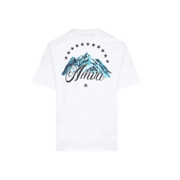 T-shirt AMIRI col rond coton blanc imprimé Montagne dos