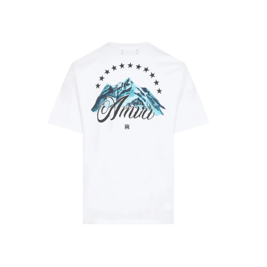 T-shirt AMIRI col rond coton blanc imprimé Montagne dos