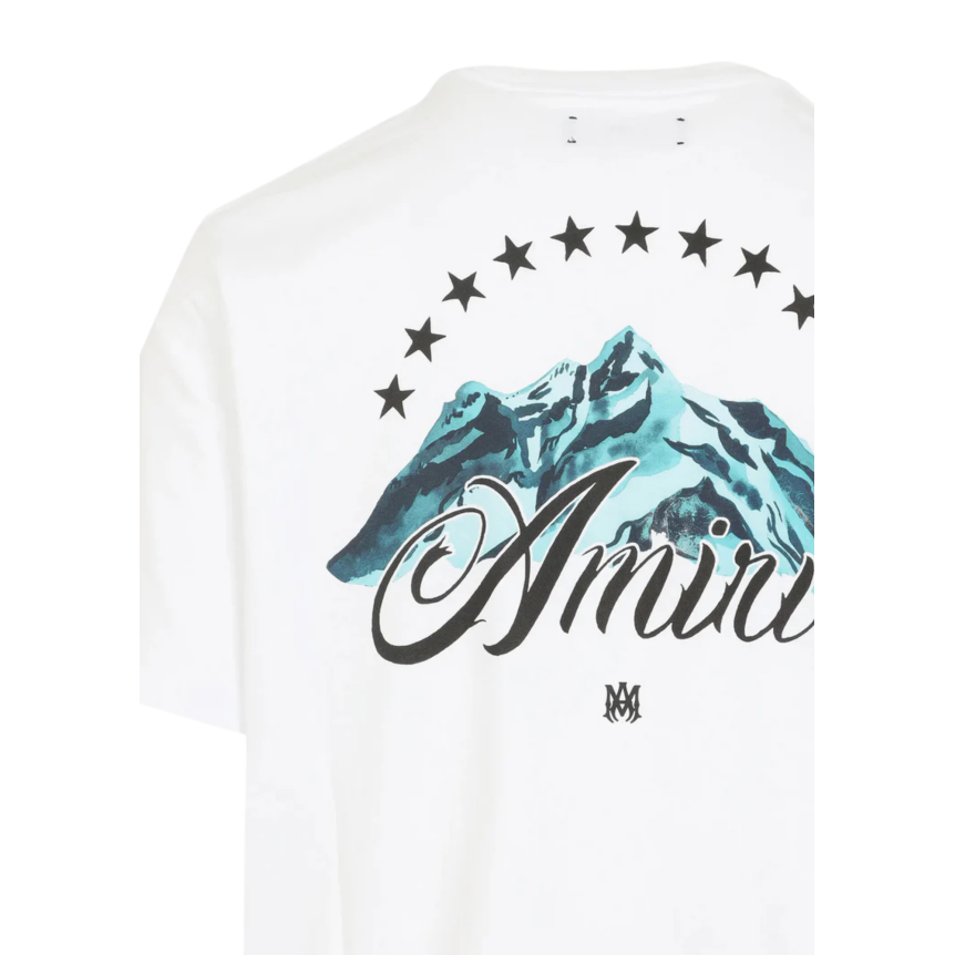 T-shirt AMIRI col rond coton blanc imprimé Montagne dos