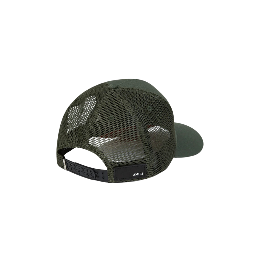 Casquette AMIRI coton kaki filet broderie logo MA blanc