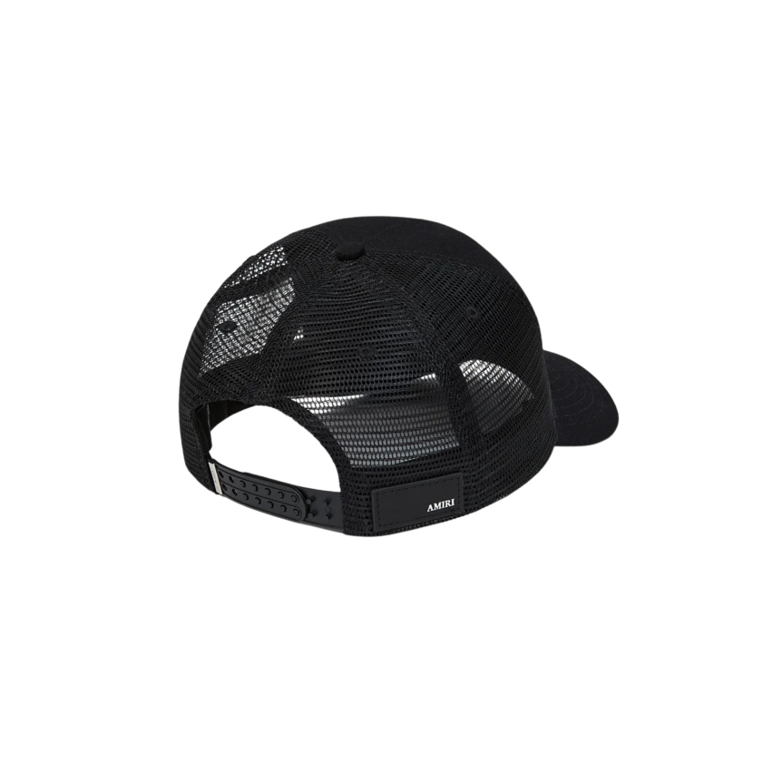 Casquette AMIRI coton noir filet broderie logo MA blanc bleu