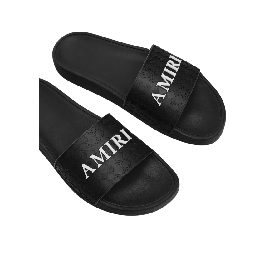 Sandale claquette de piscine noir monogramme AMIRI