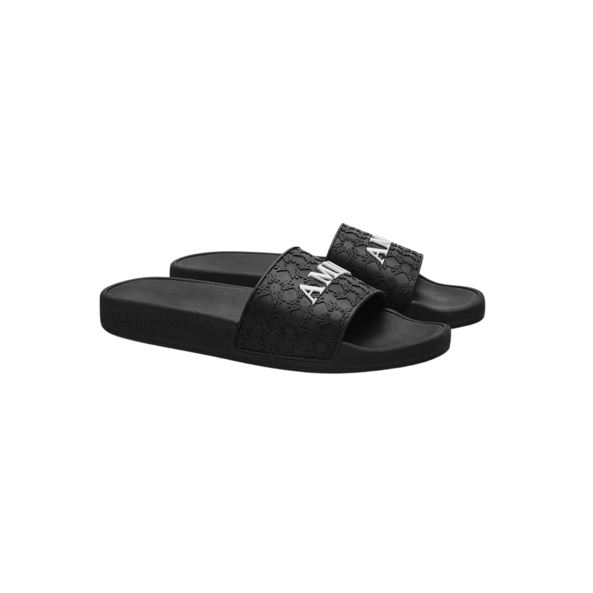 Sandale claquette de piscine noir monogramme AMIRI