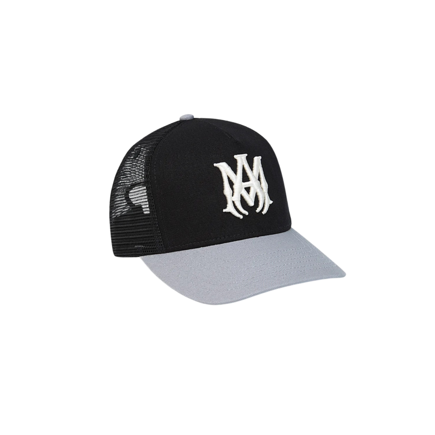 Casquette AMIRI coton noir filet broderie logo MA blanc