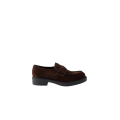 Mocassin cuir de veau daim marron chocolat logo triangle