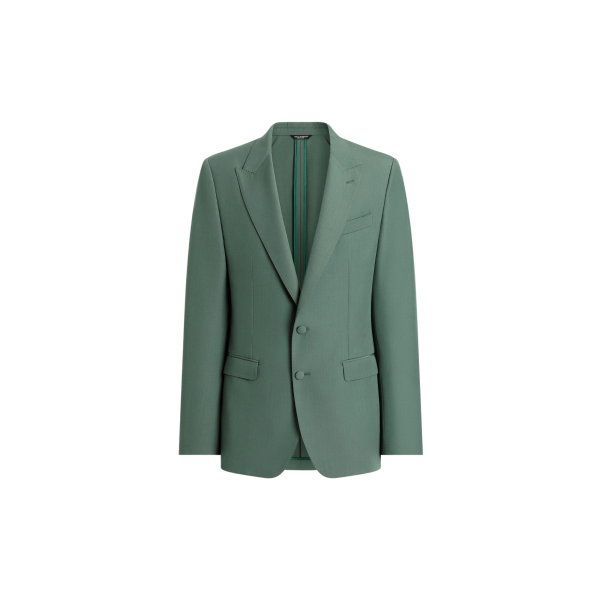 Veste Costume DOLCE & GABBANA popeline de laine vierge vert à simple boutonnage