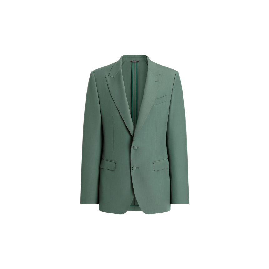 Veste Costume DOLCE & GABBANA popeline de laine vierge vert à simple boutonnage