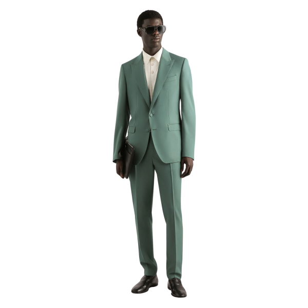 Veste Costume DOLCE & GABBANA popeline de laine vierge vert à simple boutonnage