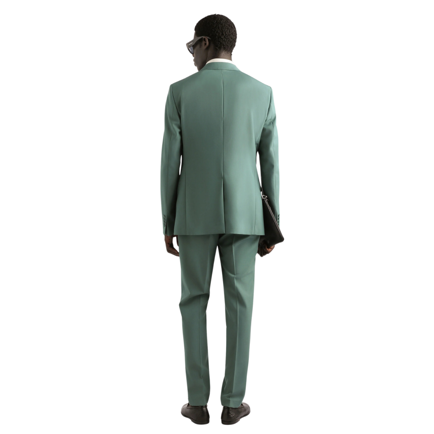 Veste Costume DOLCE & GABBANA popeline de laine vierge vert à simple boutonnage