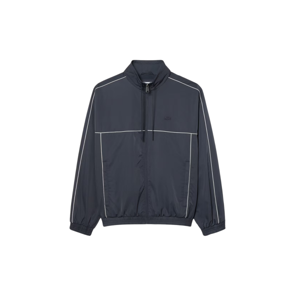 Veste de survêtement LACOSTE deperlante gris anthracite liseret blanc