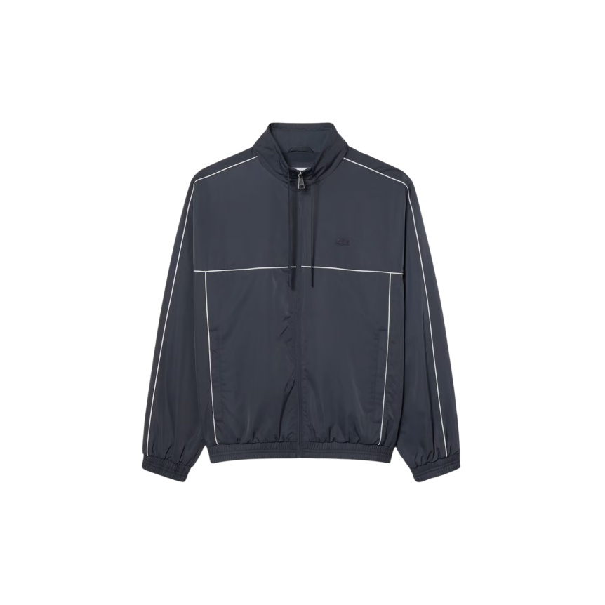 Veste de survêtement LACOSTE deperlante gris anthracite liseret blanc