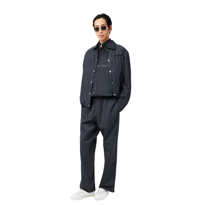 Veste de survêtement LACOSTE deperlante gris anthracite liseret blanc