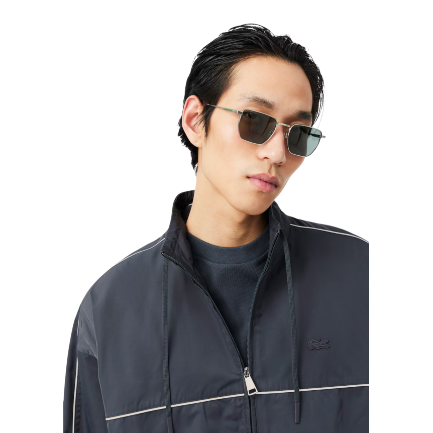 Veste de survêtement LACOSTE deperlante gris anthracite liseret blanc