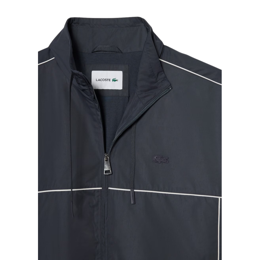 Veste de survêtement LACOSTE deperlante gris anthracite liseret blanc