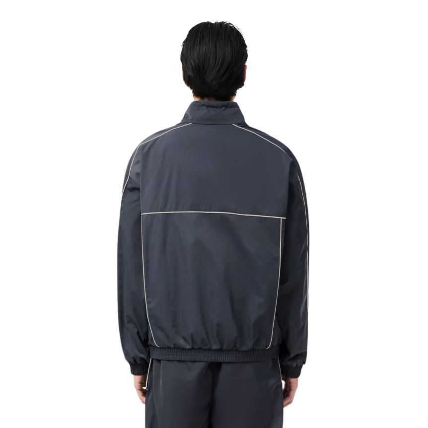 Veste de survêtement LACOSTE deperlante gris anthracite liseret blanc