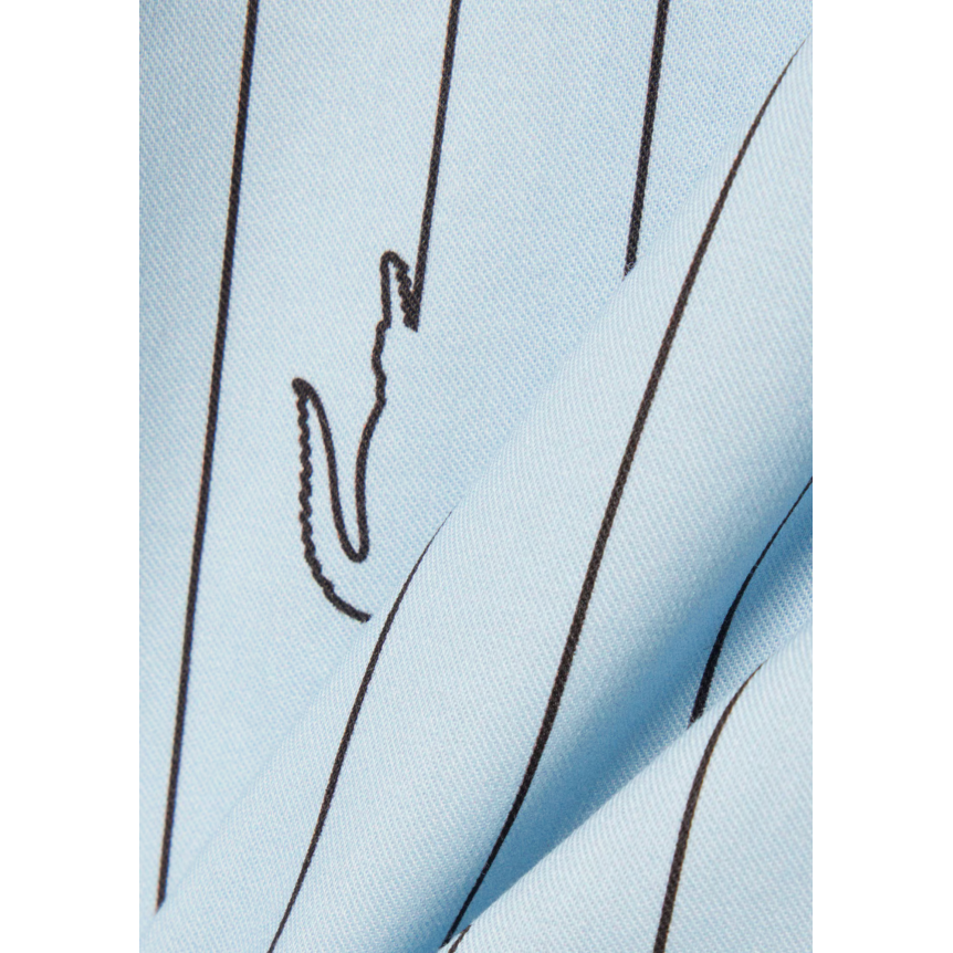 Short LACOSTE coton bleu ciel rayures marron crocodile