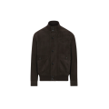 Blouson 75 à boutonnage en daim perforé marron foncé