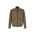 Blouson zippé à col en coton lin kaki