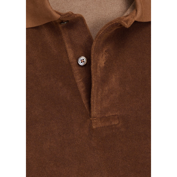 Polo TOM FORD manche courte velours marron chocolat