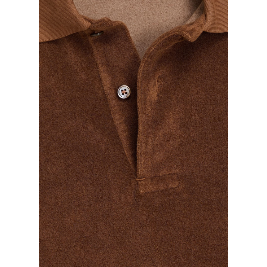 Polo TOM FORD manche courte velours marron chocolat