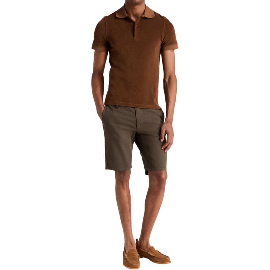 Polo TOM FORD manche courte velours marron chocolat