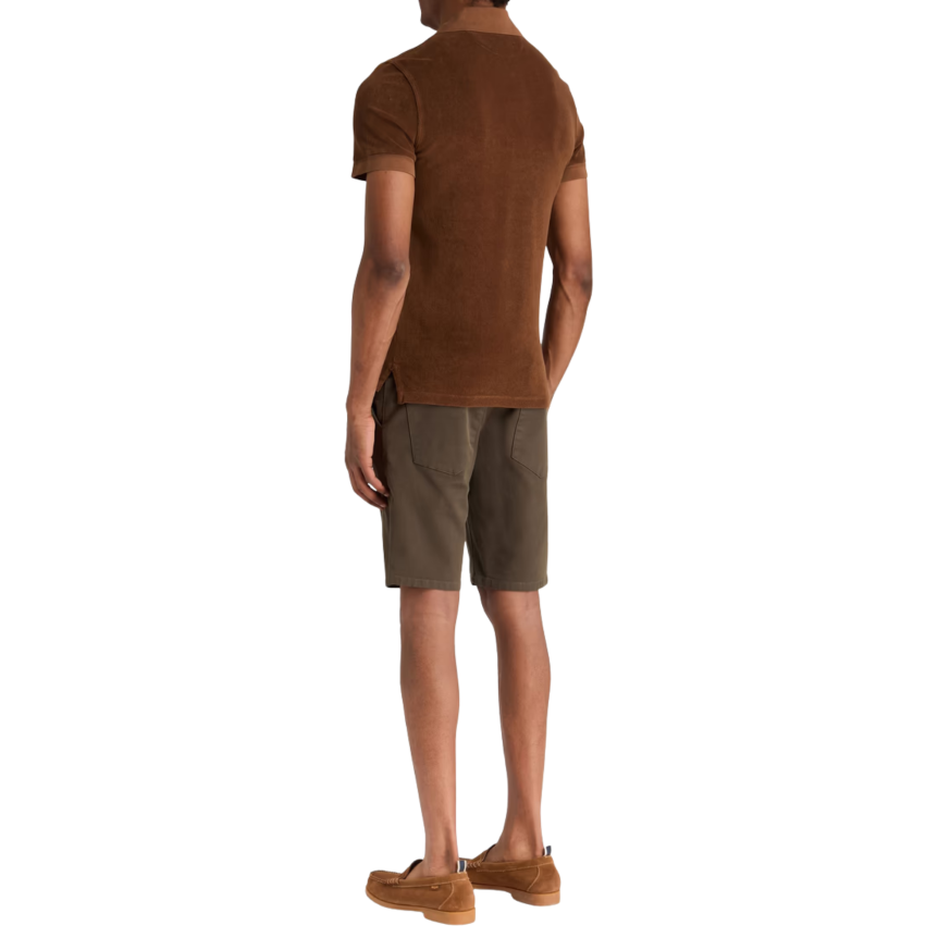 Polo TOM FORD manche courte velours marron chocolat