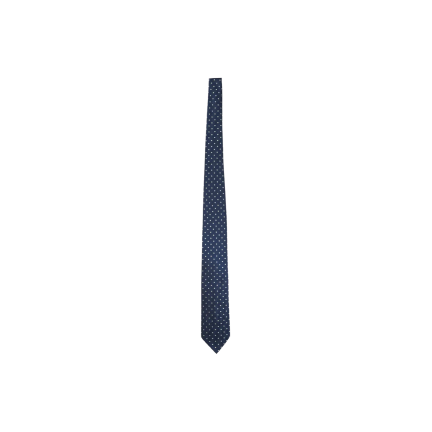 Cravate soie bleu motif pois
