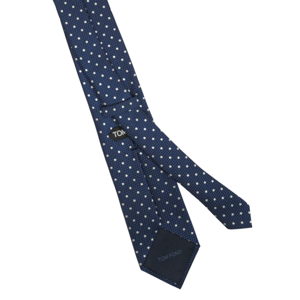 Cravate soie bleu motif pois