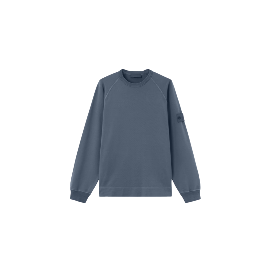 Sweat-shirt STONE ISLAND GHOST ras-du-cou coton bleu marine flammé